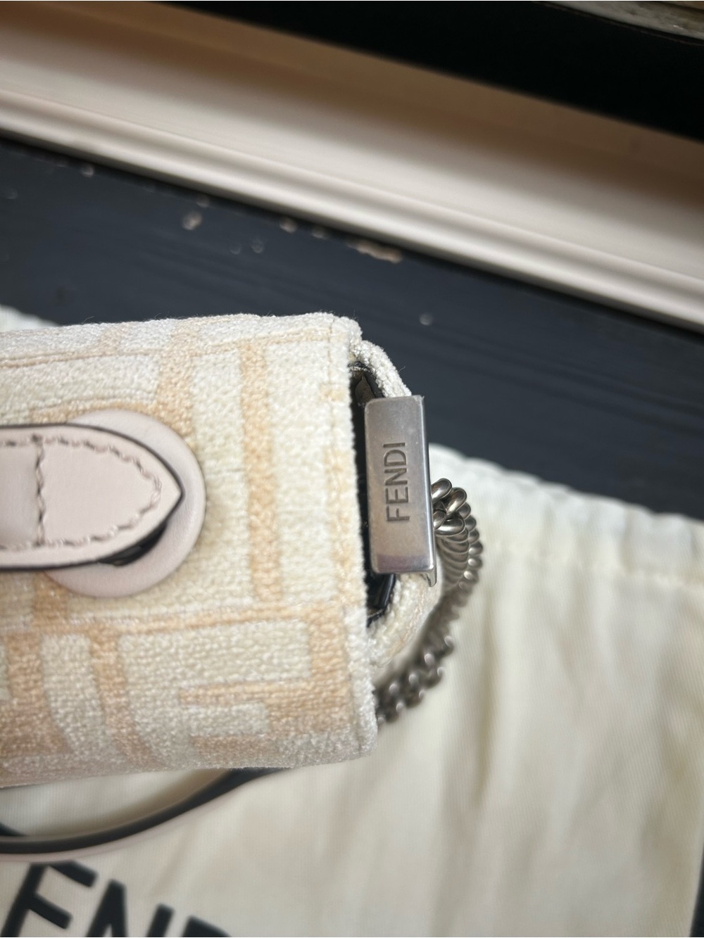 Fendi FF Baguette in Chenille with Gun Metal Hardware - Picture 4 of 14